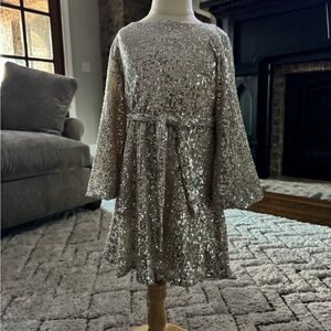 GB Girls Shimmering Silver Sequin Dress